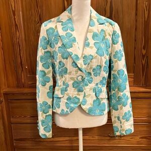 Turquoise floral jacket sz 8